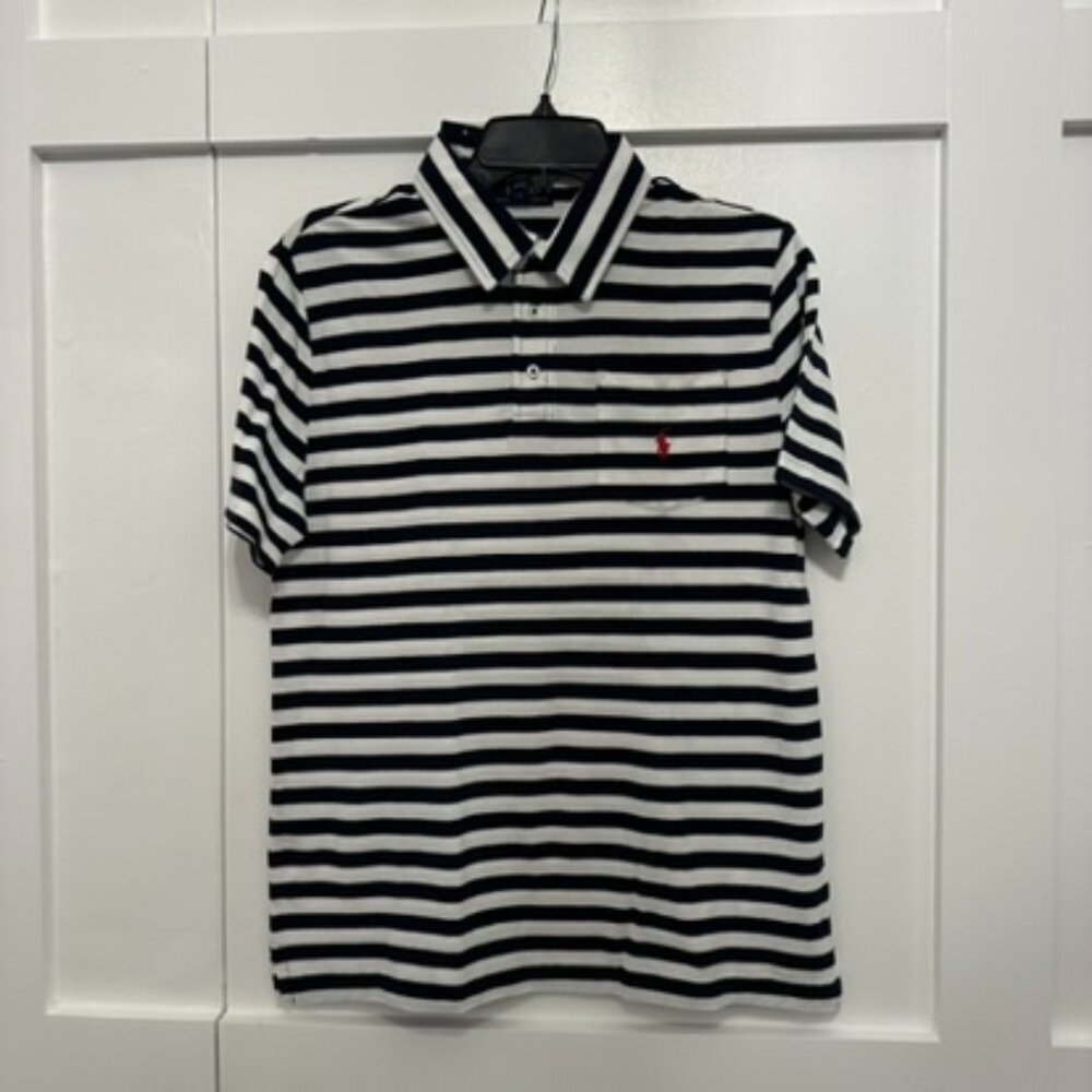 NWT Boys Polo Ralph Lauren Navy & White Collared Shirt Sz XL (18-20)